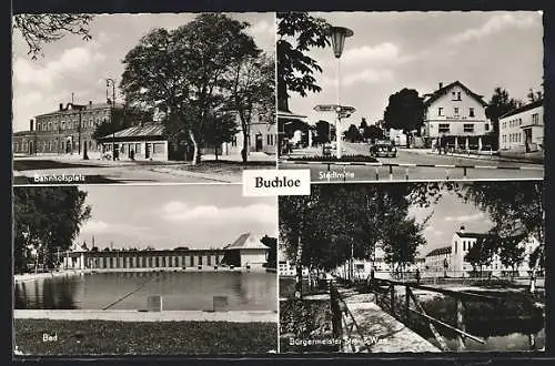 AK Buchloe, Bahnhofsplatz, Bad, Bürgermeister-Strauss-Weg