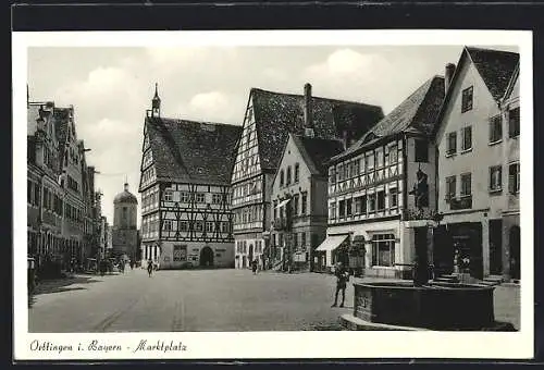 AK Oettingen, Marktplatz mit Brunnen