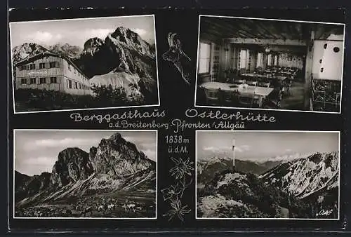 AK Pfronten /Allgäu, Berggasthaus Ostlerhütte a. d. Breitenberg, Innenansicht, Panorama