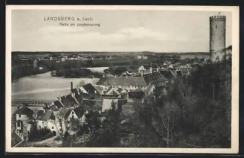 AK Landsberg a. Lech, Partie am Jungfernsprung mit Turm