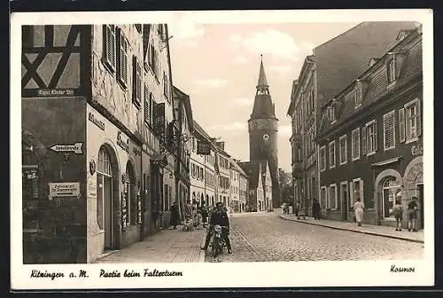 AK Kitzingen, Partie beim Falterturm mit Falterstrasse