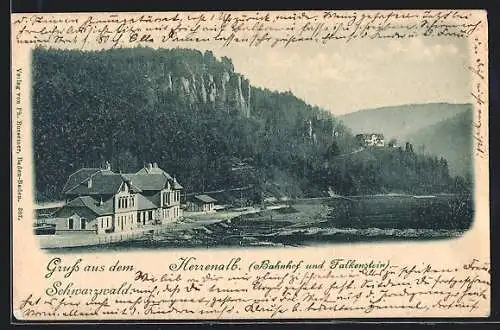 AK Herrenalb /Schwarzwald, Bahnhof und Falkenstein
