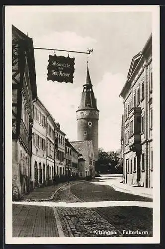 AK Kitzingen, Falterturm mit Weinstube von Fritz Meeser