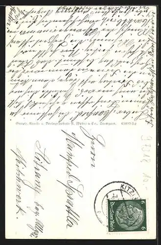 AK Kitzingen a. Main, Strassenpartie mit Kaiser`s Kaffeegeschäft und Brunnen