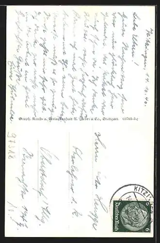 AK Kitzingen a. Main, Strassenpartie mit Falterturm