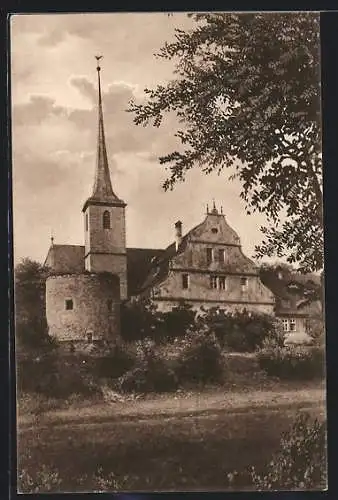 AK Ochsenfurt /Main, Herz-Jesu-Kirche und Kloster von der Mainseite