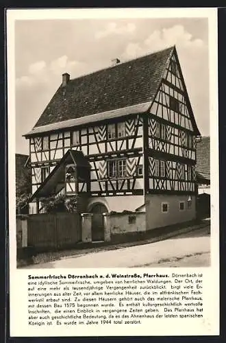 AK Dörrenbach a. d. Weinstrasse, Pfarrhaus mit Strassenpartie