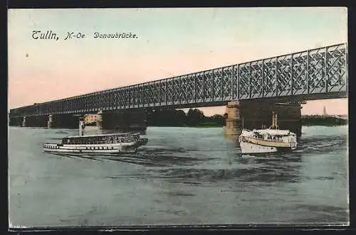 AK Tulln, Dampfer unter der Donaubrücke