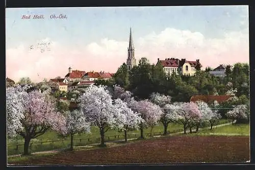 AK Bad Hall, Ortsansicht mit Kirche