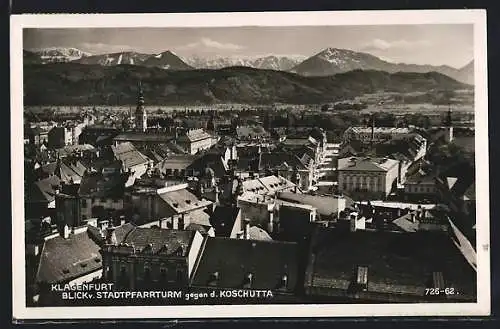 AK Klagenfurt, Blick vom Stadtpfarrturm gegen d. Koschutta