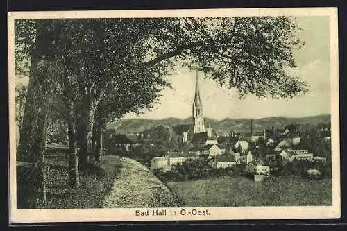 AK Bad Hall, Ortsansicht mit Kirche