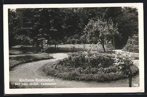 AK Bad Hall, Kurhaus Emilienhof, Parkmotiv