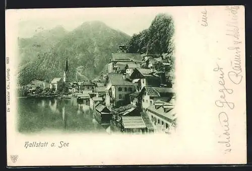 AK Hallstatt a. See, Ortspartie mit Kirche