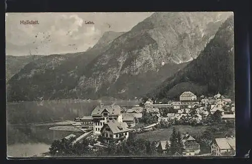 AK Hallstatt, Ortsansicht aus der Vogelschau