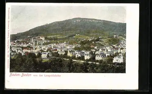 AK Baden-Baden, Ortsansicht von der Leopoldshöhe aus gesehen