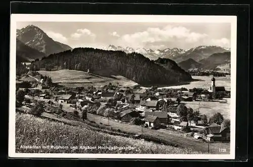 AK Altstädten, Ortsansicht mit Rubihorn und Allgäuer Hochgebirgskette