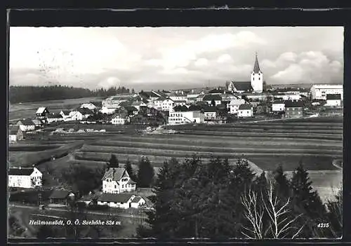 AK Hellmonsödt, Panorama mit Kirche