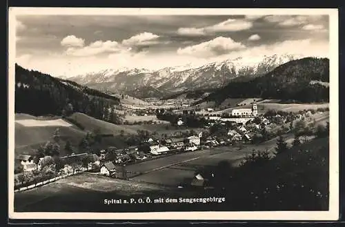 AK Spital am Pyhrn, Ortsansicht mit dem Sengsengebirge