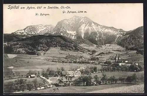 AK Spital am Pyhrn, Panorama mit Kl. und Gr. Pyhrgas