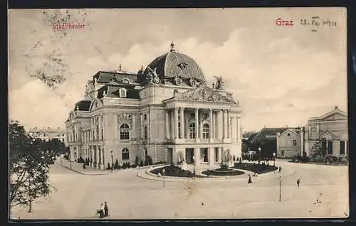 AK Graz, Stadttheater, Aussenansicht
