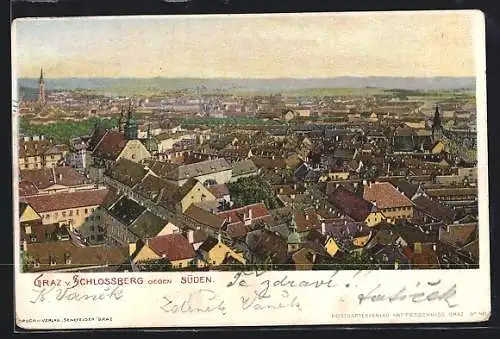 AK Graz, Blick vom Schlossberg gegen Süden