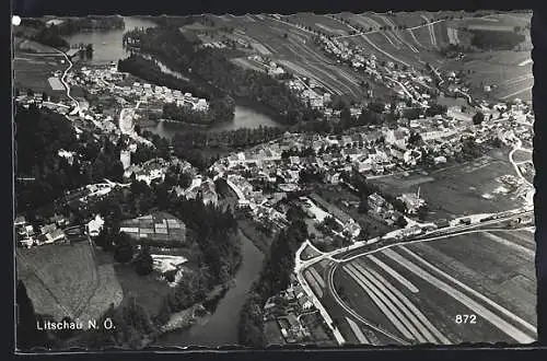 AK Litschau, Gesamtansicht vom Flugzeug aus gesehen