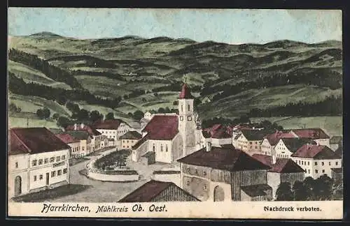 AK Pfarrkirchen im Mühlkreis, Ortsansicht mit Kirche