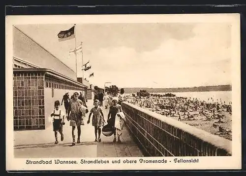 AK Berlin-Wannsee, Strandleben und obere Promenade