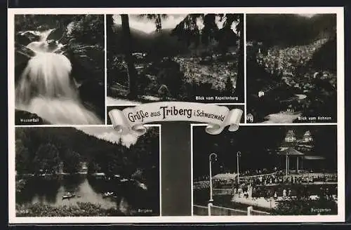 AK Triberg, Wasserfall, Blick vom Kapellenberg, Bergsee, Burggarten