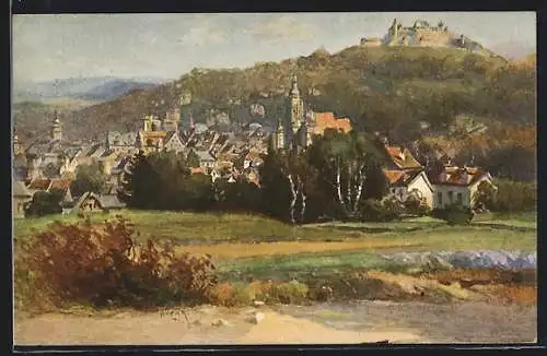 Künstler-AK Coburg, Teilansicht mit Veste
