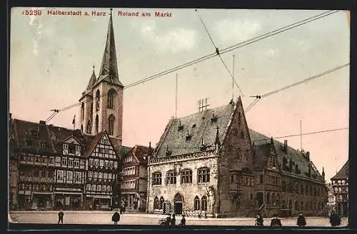 AK Halberstadt a. Harz, Roland am Markt
