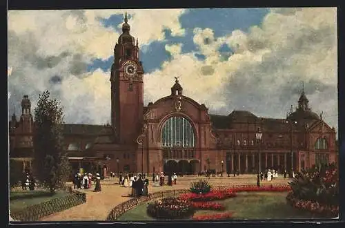 AK Wiesbaden, Blick zum Neuen Bahnhof