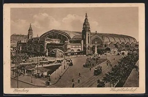 AK Hamburg-St.Georg, Strassenbahn am Hauptbahnhof