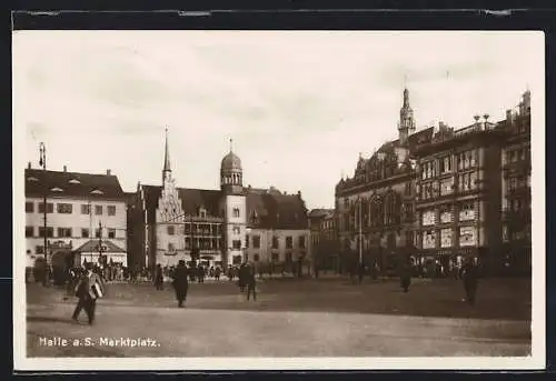 AK Halle a. Saale, das Rathaus auf dem Marktplatz