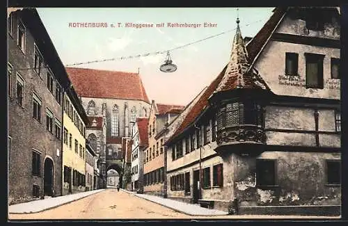 AK Rothenburg o. T., Klinggasse mit Rothenburger Erker