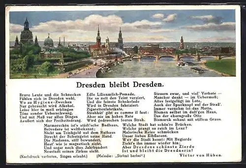 Lied-AK Dresden bleibt Dresden mit Blick auf die Stadt