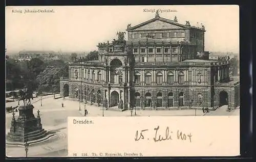 AK Dresden, Königliches Opernhaus, König Johann-Denkmal