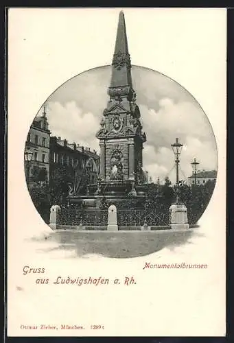 AK Ludwigshafen a. Rh., Monumentalbrunnen