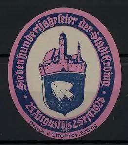 Reklamemarke Erding, 700 Jahrfeier 1928, Wappen