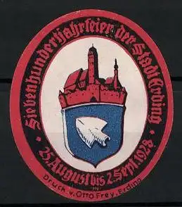Reklamemarke Erding, 700 Jahrfeier 1928, Wappen