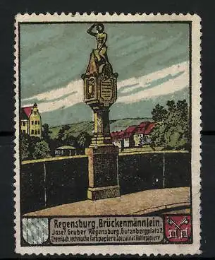 Reklamemarke Regensburg, Brückenmännlein und Stadtwappen