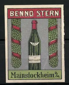 Reklamemarke Mainstockheim a. M., Benno Stern, Sektflasche