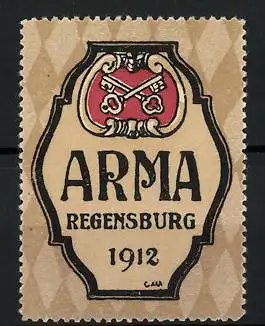 Reklamemarke Regensburg, Jugendtag ARMA 1912, Wappen