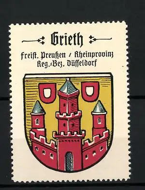 Reklamemarke Grieth, Freistaat Preussen, Rheinprovinz, Reg.-Bez. Düsseldorf, Wappen