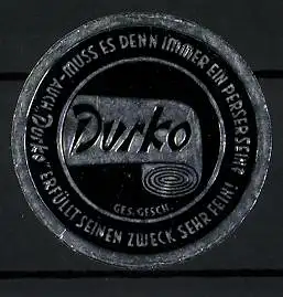 Präge-Reklamemarke Durko Teppiche, Firmenlogo