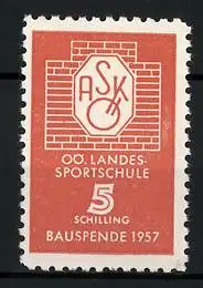 Reklamemarke Bauspende der Oö. Landes-Sportschule, 5 Schilling