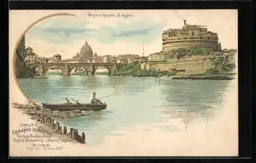 Lithographie Rom, Ponte e Castel Sant`Angelo