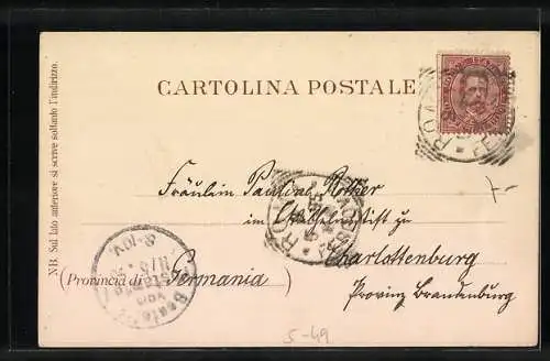 Lithographie Rom, Partie mit Angler am Castel S. Angelo