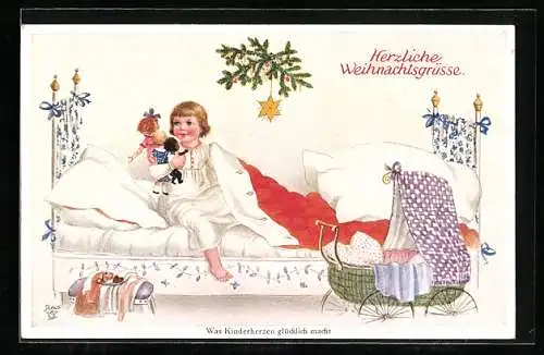 Künstler-AK Wohlgemuth & Lissner, Primus-Postkarte No. 1302, Nach der Bescherung, Weihnachten