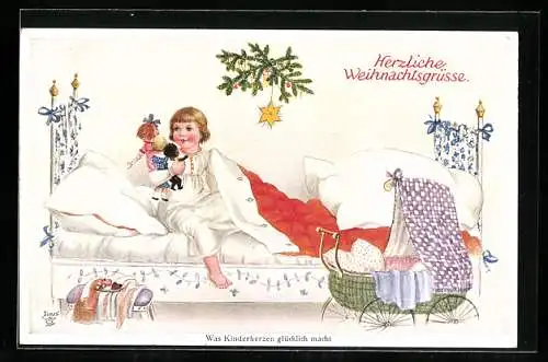 Künstler-AK Wohlgemuth & Lissner, Primus-Postkarte No. 1302, Nach der Bescherung, Weihnachten